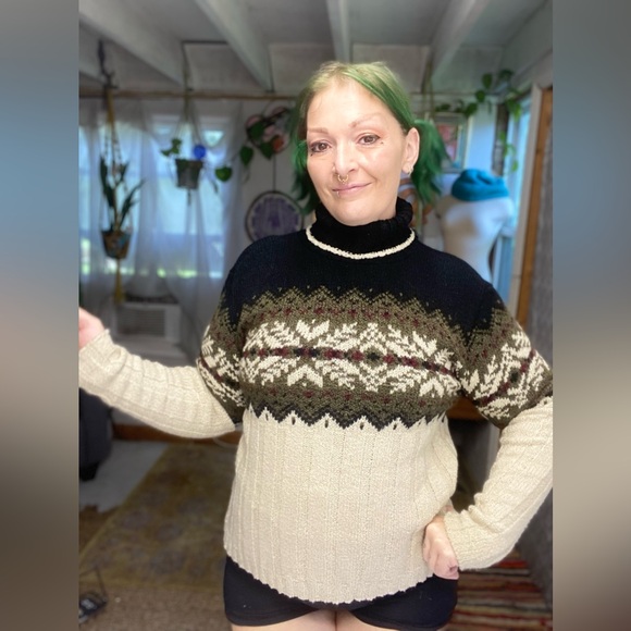 Vintage Sarah Bentley Cream & Brown Thick Knit Sweater Size Medium - Picture 11 of 15